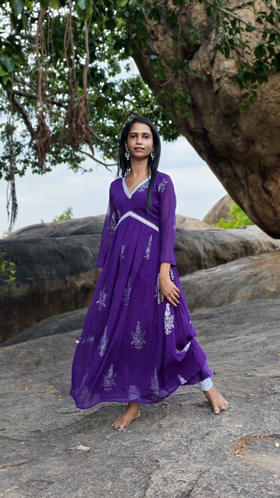Gulbahar Purple Anarkali Frock