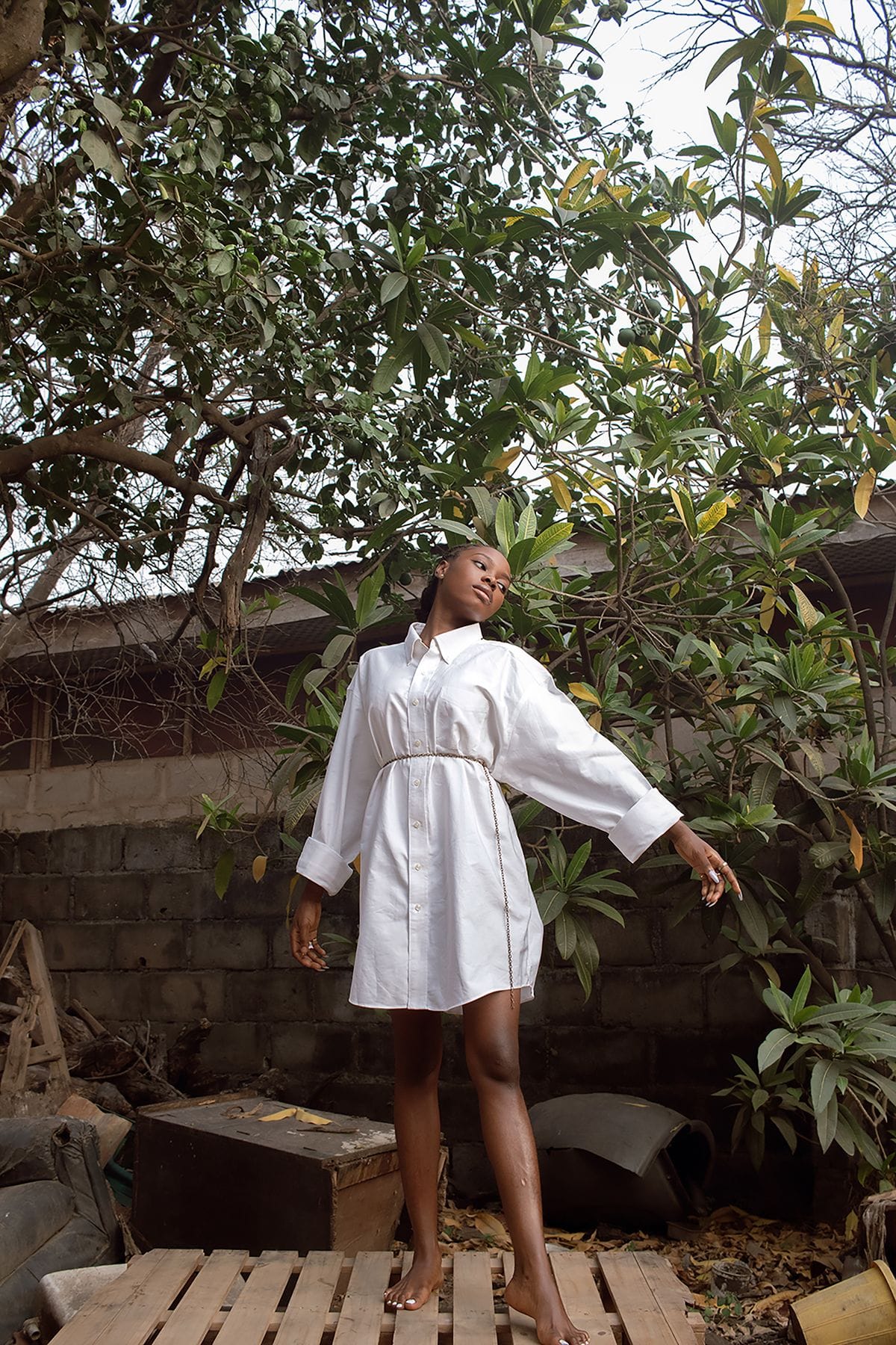 Ivory Poplin Shirt Dress