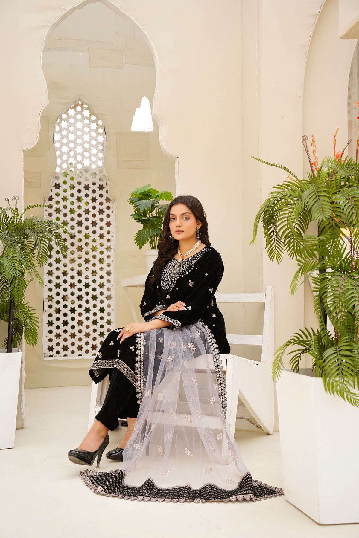 Shabnam Velvet Shawl Suit